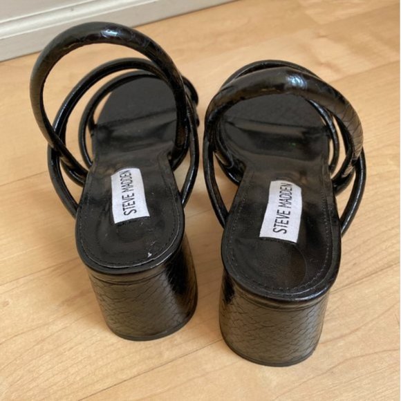 Steve Madden NEW Strappy sandal block heel Black - Picture 3 of 5
